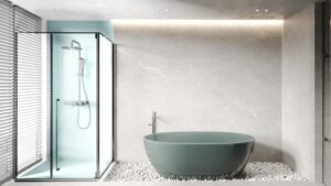 CABIN MỞ QUAY GÓC 90 1 CÁNH + 2 VÁCH CỐ ĐỊNH – DÁNG L