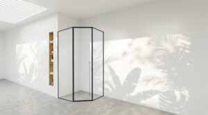 CABIN MỞ LÙA GÓC 135 1 CÁNH + 2 VÁCH CỐ ĐỊNH