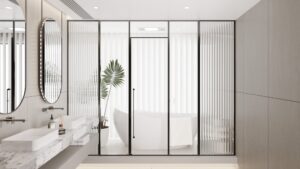 CABIN MỞ QUAY 1 CÁNH + 2 VÁCH CỐ ĐỊNH (fix cao hơn cánh )