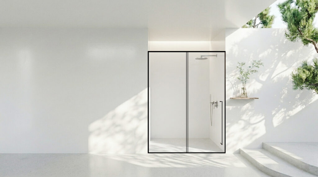 CABIN MỞ LÙA 1 CÁNH + 1 VÁCH CỐ ĐỊNH – ẨN BẢN LỀ