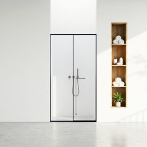 CABIN MỞ QUAY 1 CÁNH + 1 VÁCH CỐ ĐỊNH - ẨN BẢN LỀ